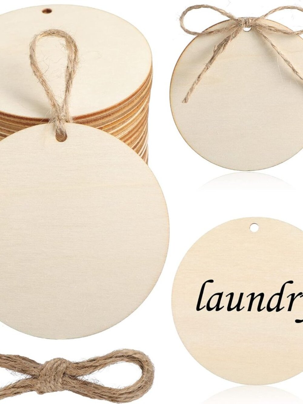 40 Pcs 3" Wood Circles for Craft Blank Round Wood Ornament Gift Tag